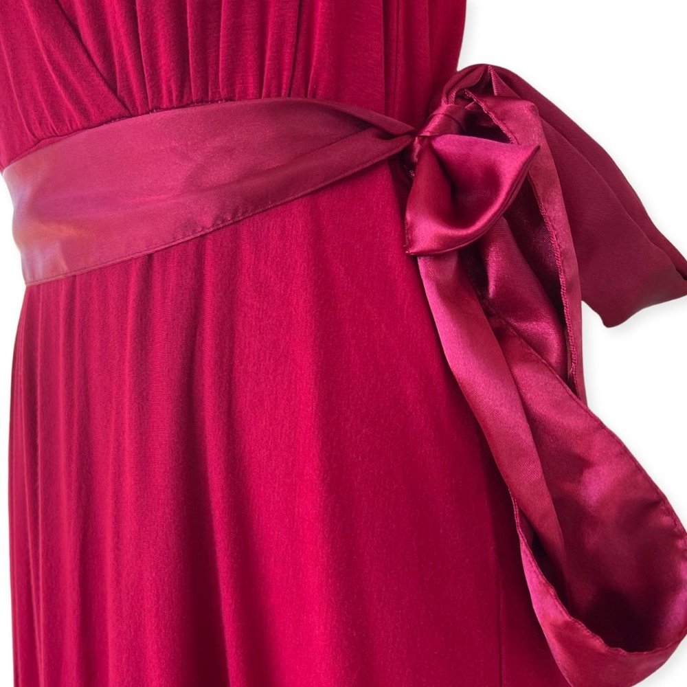 🌸4/$50🌸 Red Halter Wrap Cocktail Dress Satin Sash Lined Bubble Hem - Picture 4 of 13
